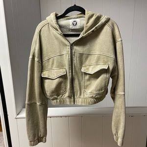 UO Yogi Fleece Cropped Zip-up Hoodie Sweaatshirt